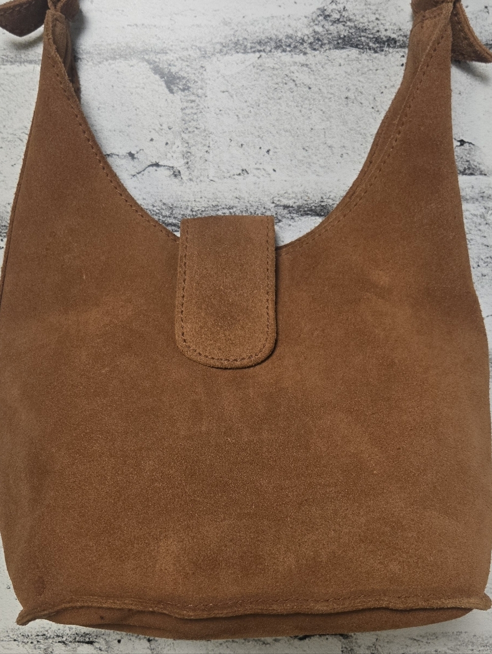 Vintage 2002 GAP Brown Suede Hobo Bag Y2K Minimalist Shoulder Bag - Picture 2 of 15